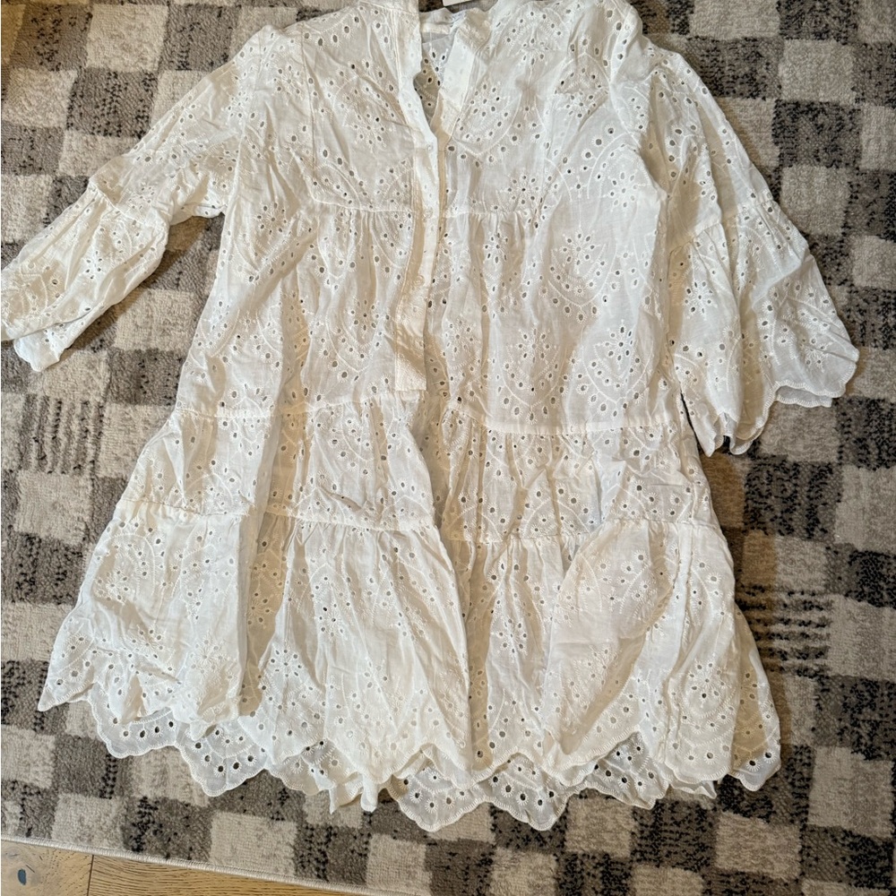 White Eyelet Lace Cover Up Dress